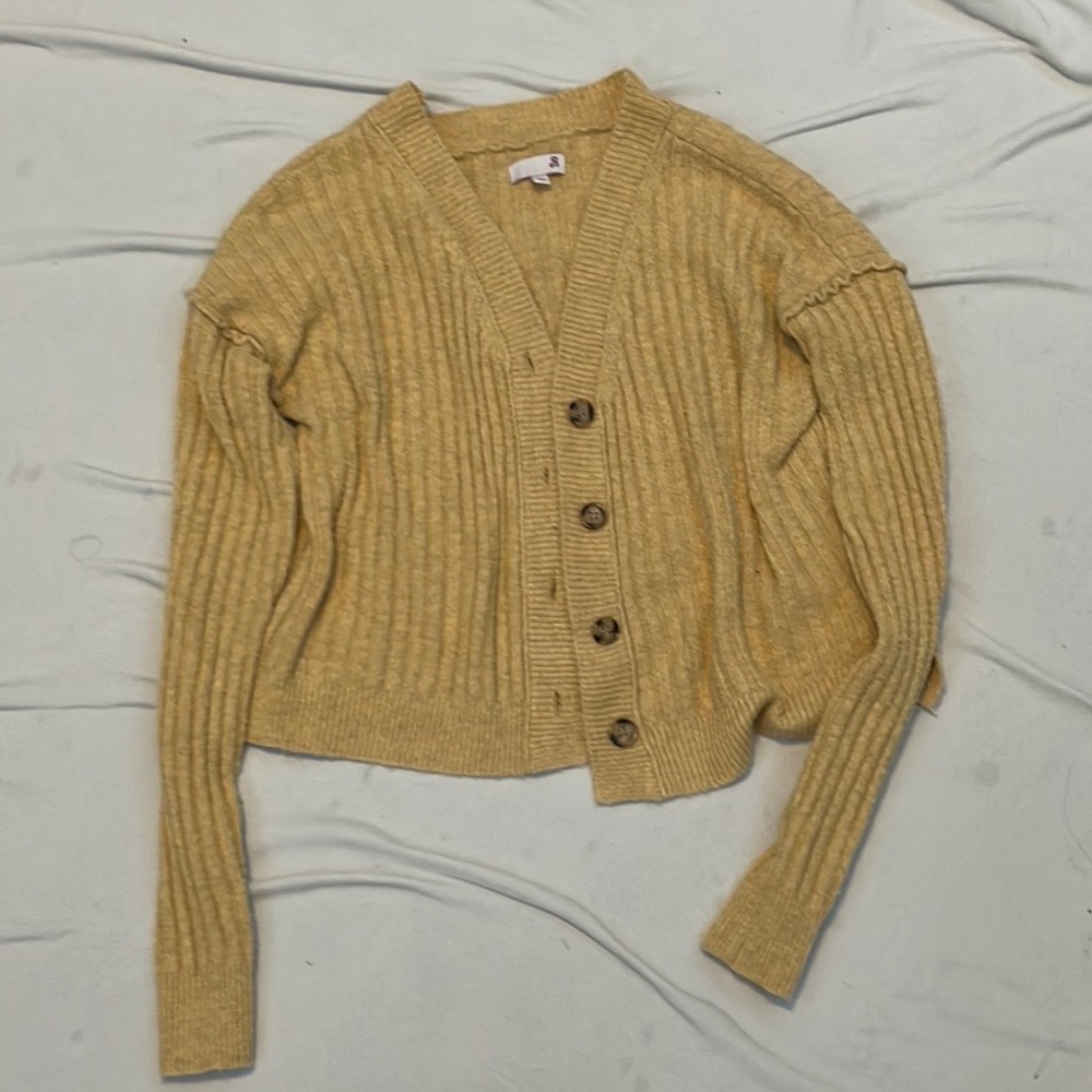Yellow cardigan sweater